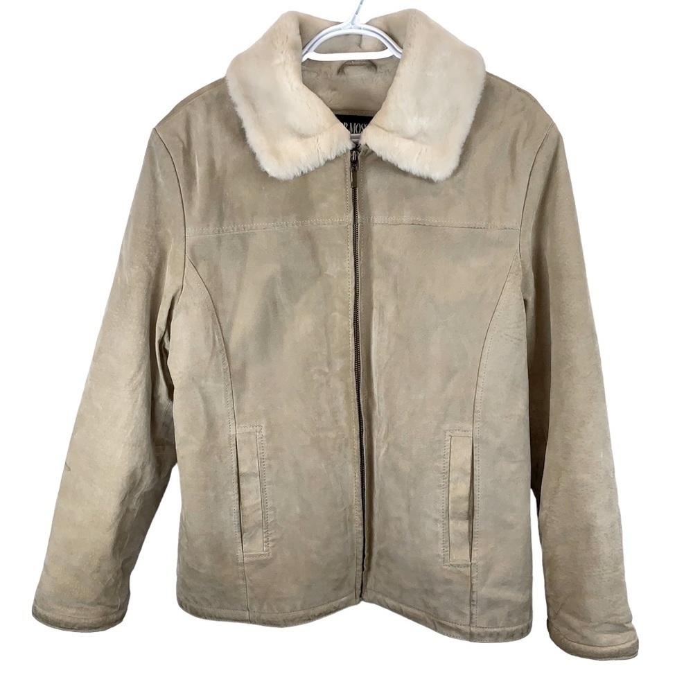 Vintage Suede Shearling Ranch Jacket Beige Women's sz Large